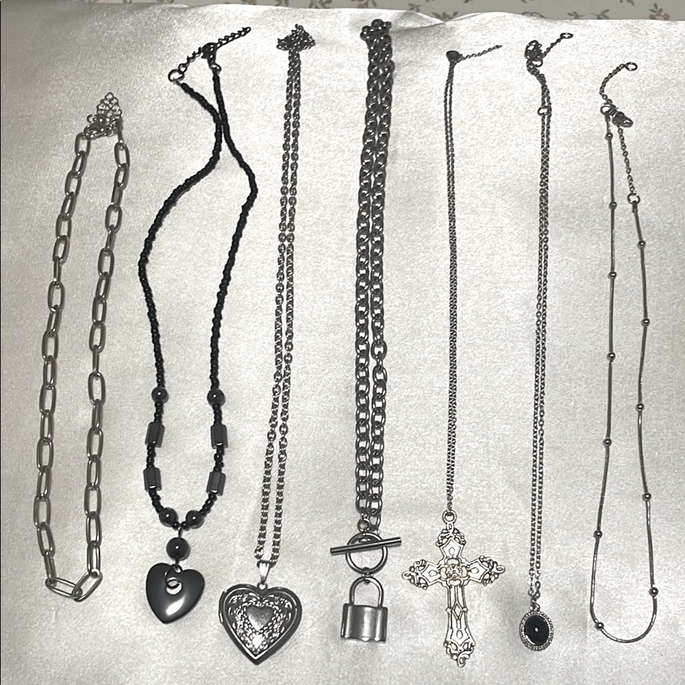 Trendy silver necklace bundle